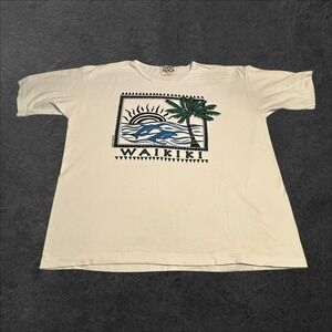 Guava‎ Beach Waikiki Graphic T-Shirt Mens XL White 1996 Vintage USA Made